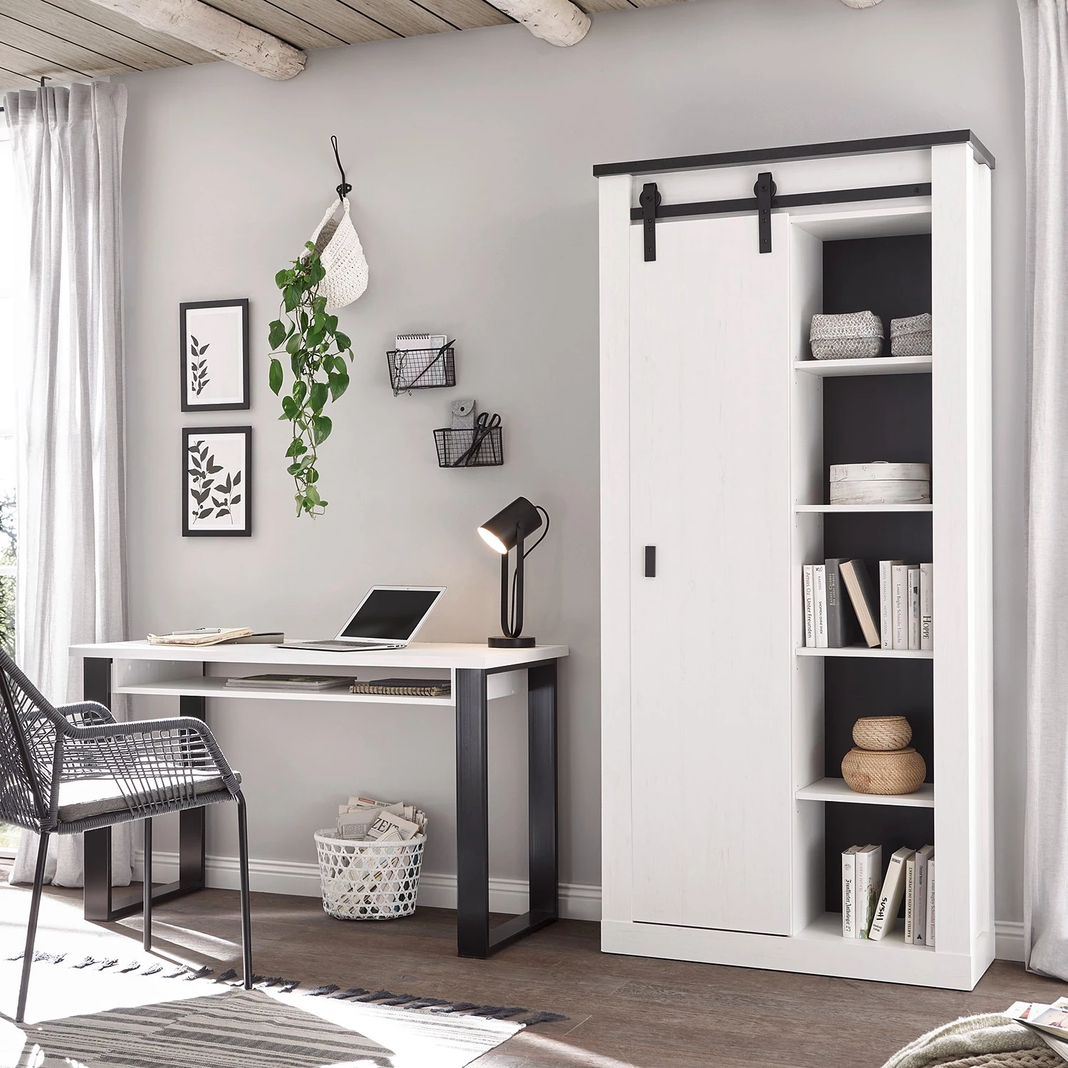 Ridgevalley Ensemble de bureau Shutter III (2 élém.) - Imitation pin blanc