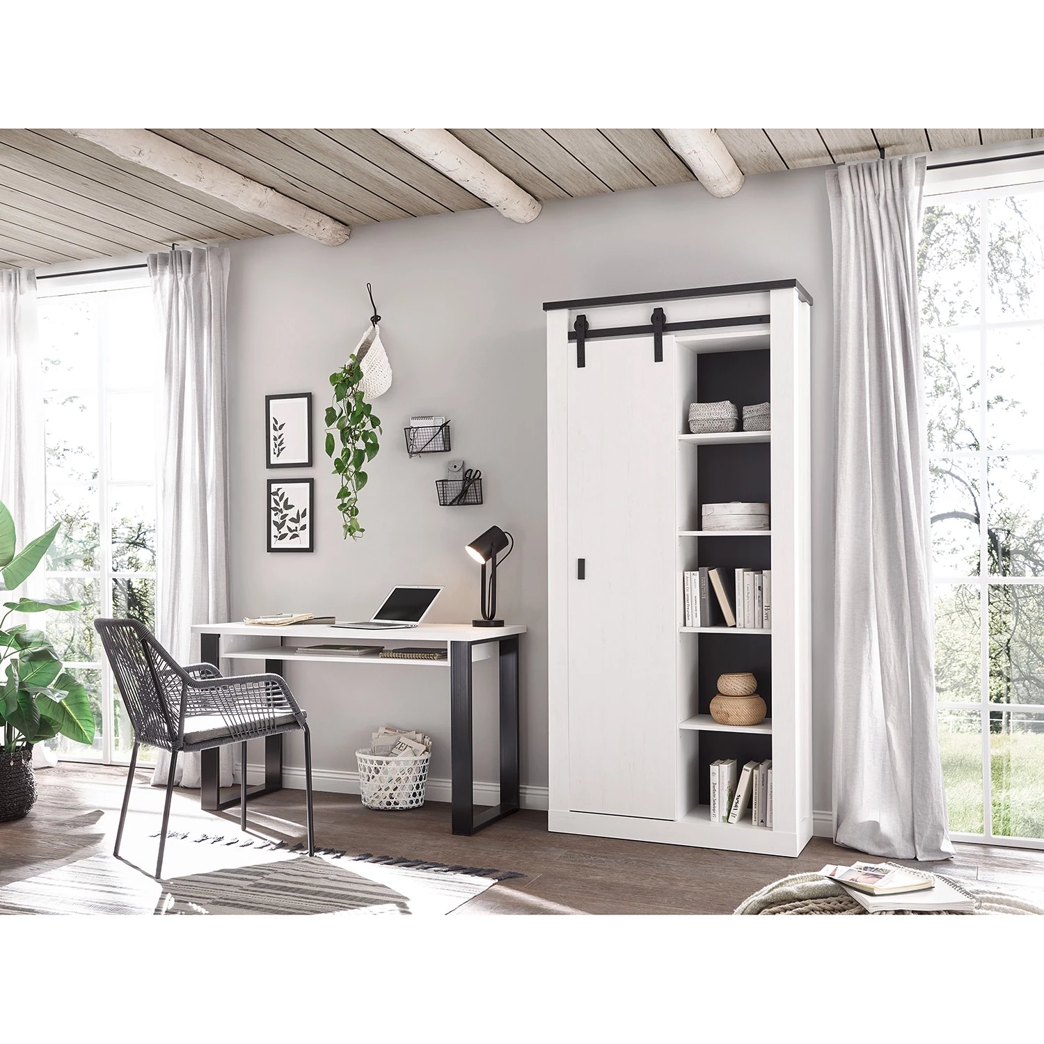 Ridgevalley Ensemble de bureau Shutter III (2 élém.) - Imitation pin blanc – Image 2