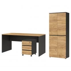 Germania Ensemble bureau GW-Lisbonne III (3 Ă©lĂ©m) - Imitation ChĂȘne de Navarre / Graphite