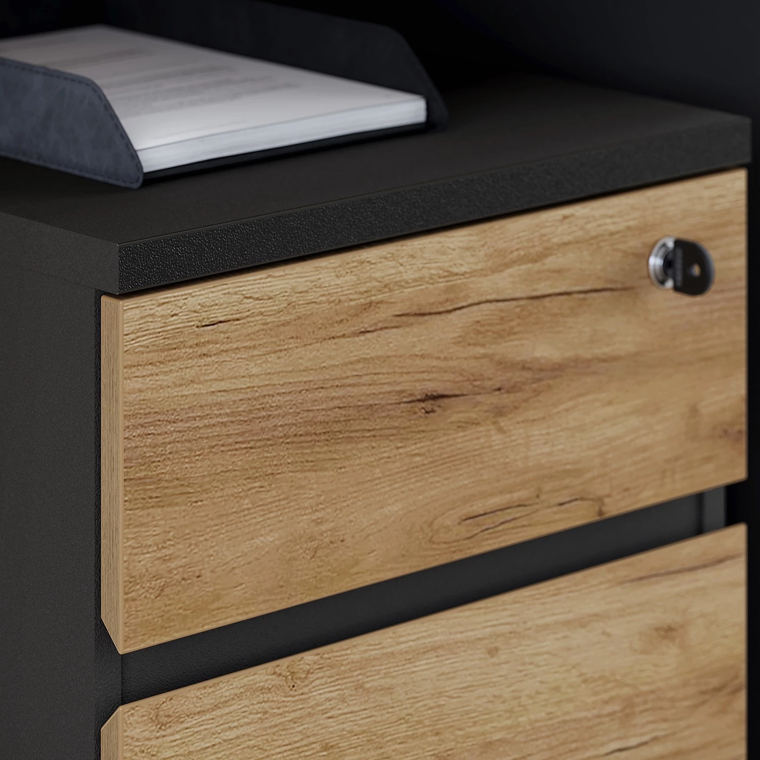 Germania Ensemble bureau GW-Lisbonne I (2 élém.) - Imitation Chêne de Navarre / Graphite – Image 8