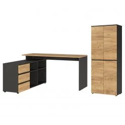 Germania Ensemble bureau GW-Lisbonne V (2 Ă©lĂ©m.) - Imitation ChĂȘne de Navarre / Graphite