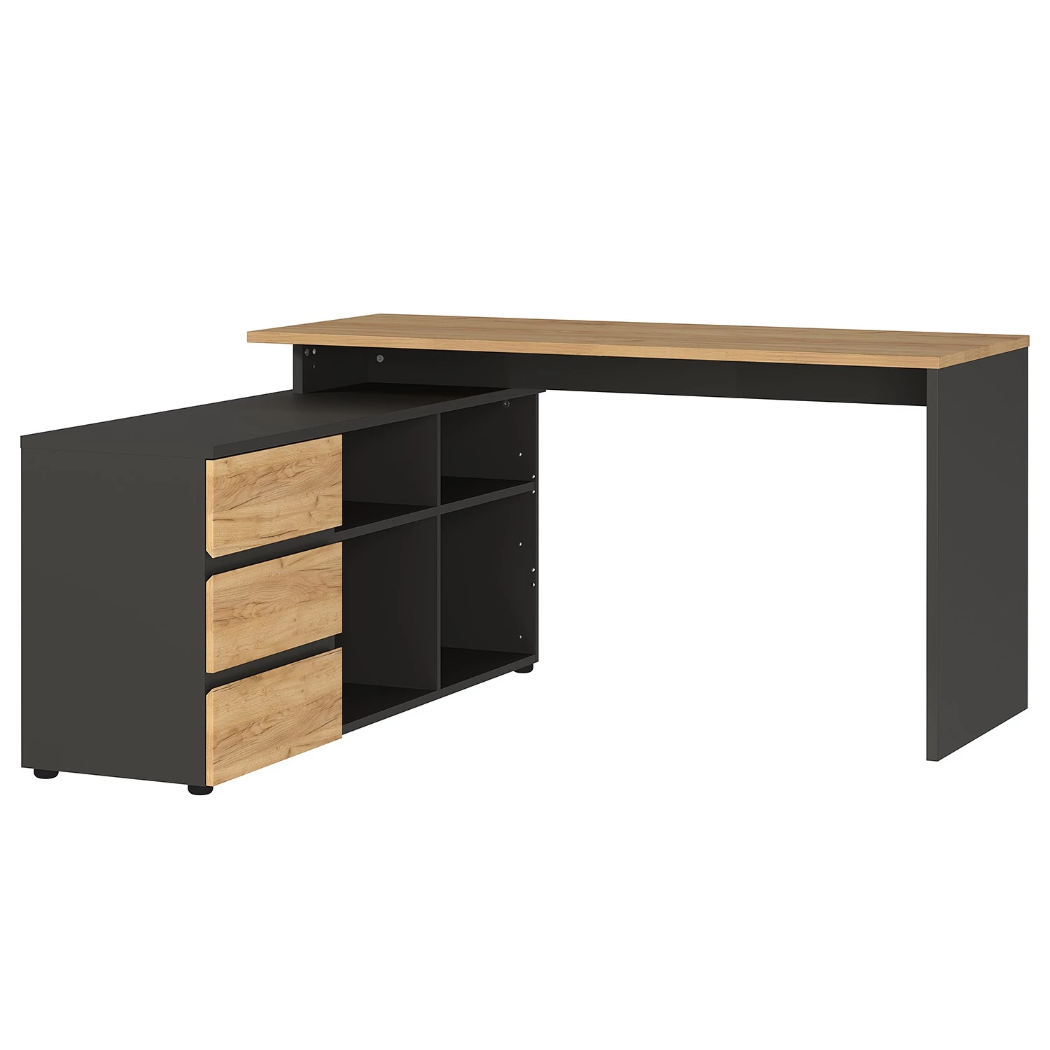 Germania Ensemble bureau GW-Lisbonne V (2 élém.) - Imitation Chêne de Navarre / Graphite – Image 3