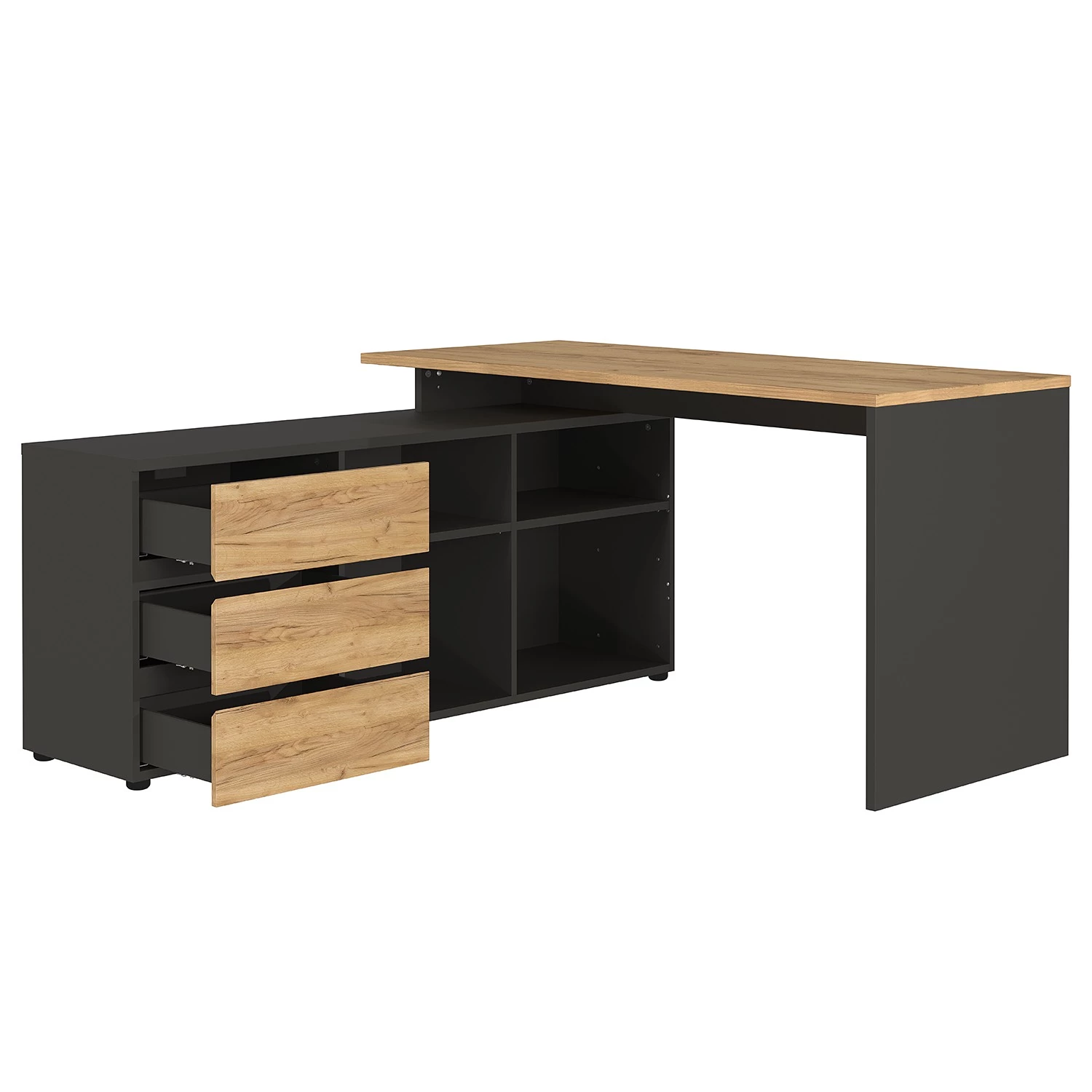 Germania Ensemble bureau GW-Lisbonne V (2 élém.) - Imitation Chêne de Navarre / Graphite – Image 5