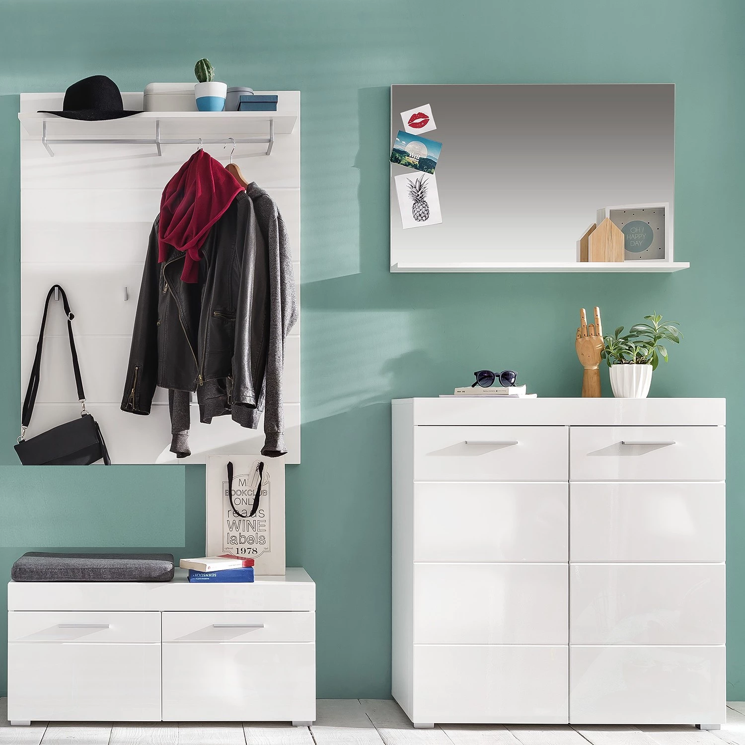 Trendteam Ensemble d’entrée Amanda VII (4 élém.) - Blanc brillant