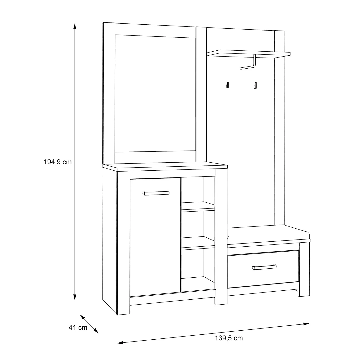 Loftscape Ensemble d’entrée compact Verolme - Imitation chêne – Image 6