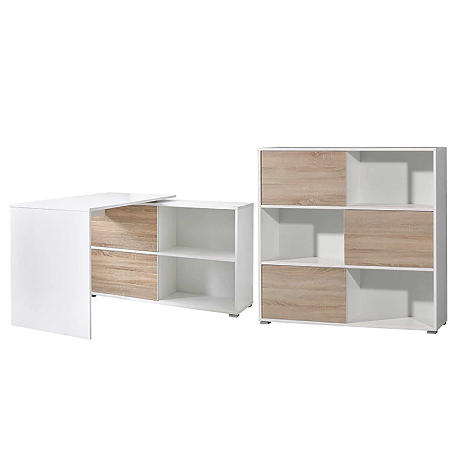 Germania Bureau Mingle II (2 éléments) - Blanc / Imitation chêne de Sonoma