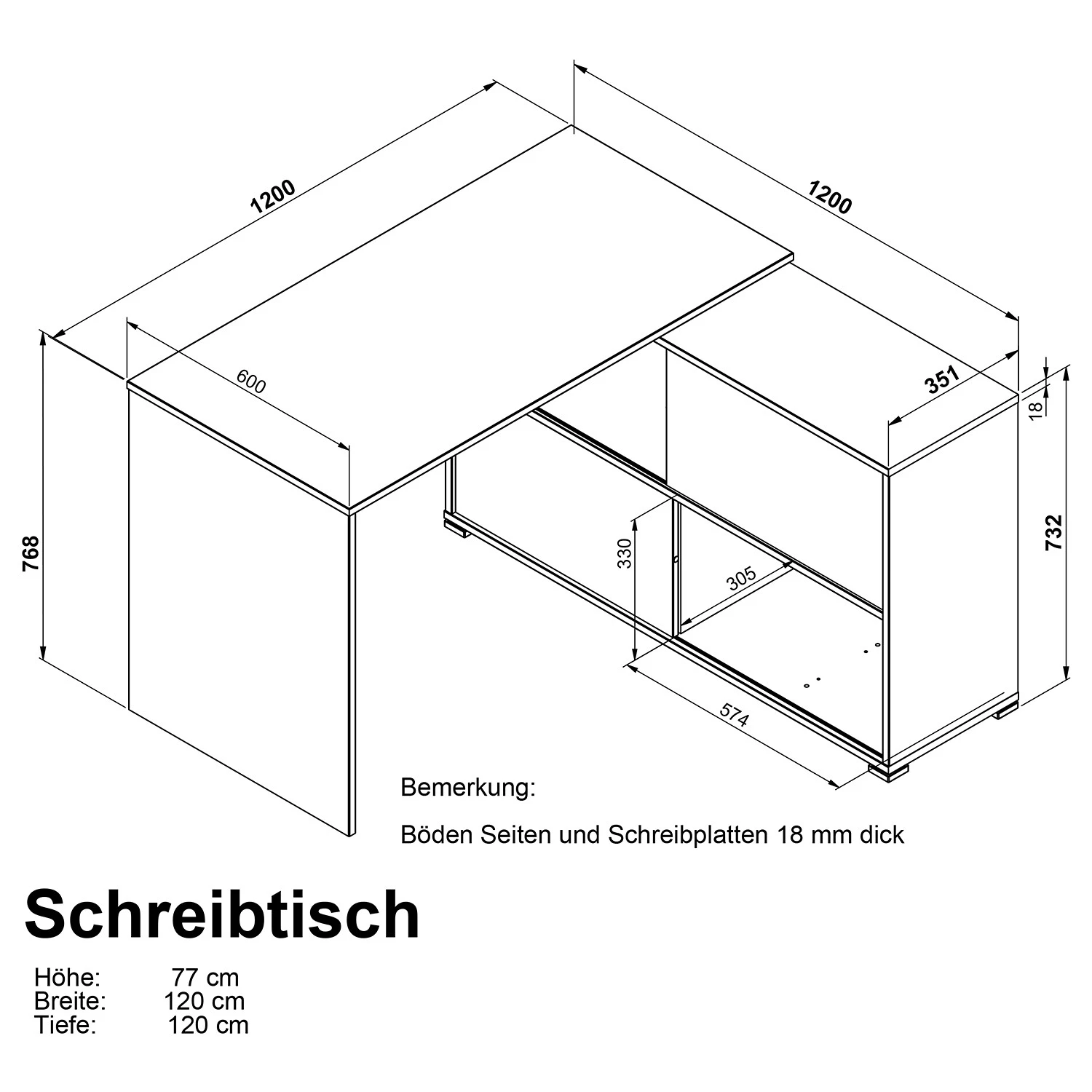 Germania Bureau Mingle II (2 éléments) - Blanc / Imitation chêne de Sonoma – Image 9