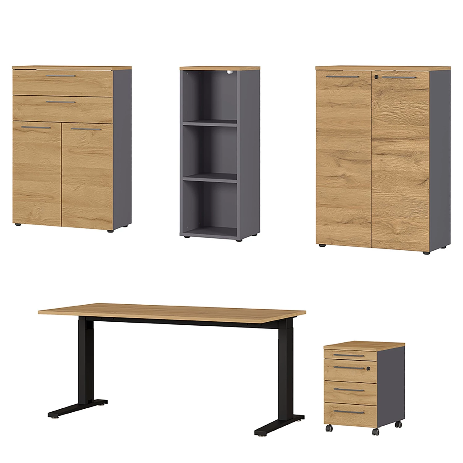 Germania Bureau GW-Agenda (5 éléments) - Imitation chêne Grandson / Graphite