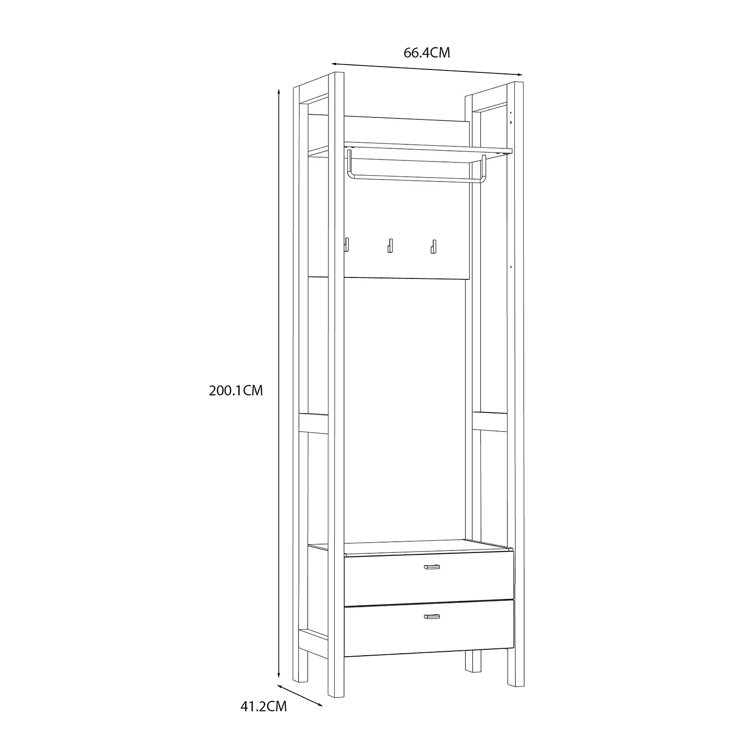 Loftscape Porte-manteau compact Thurles I - Imitation chĂȘne Sonoma / Blanc â Image 6