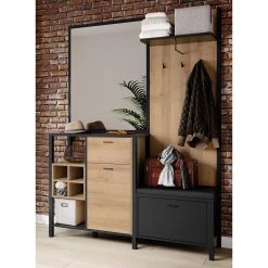 Red Living Porte-manteau compact Kasala - Imitation chêne Riviera / Noir