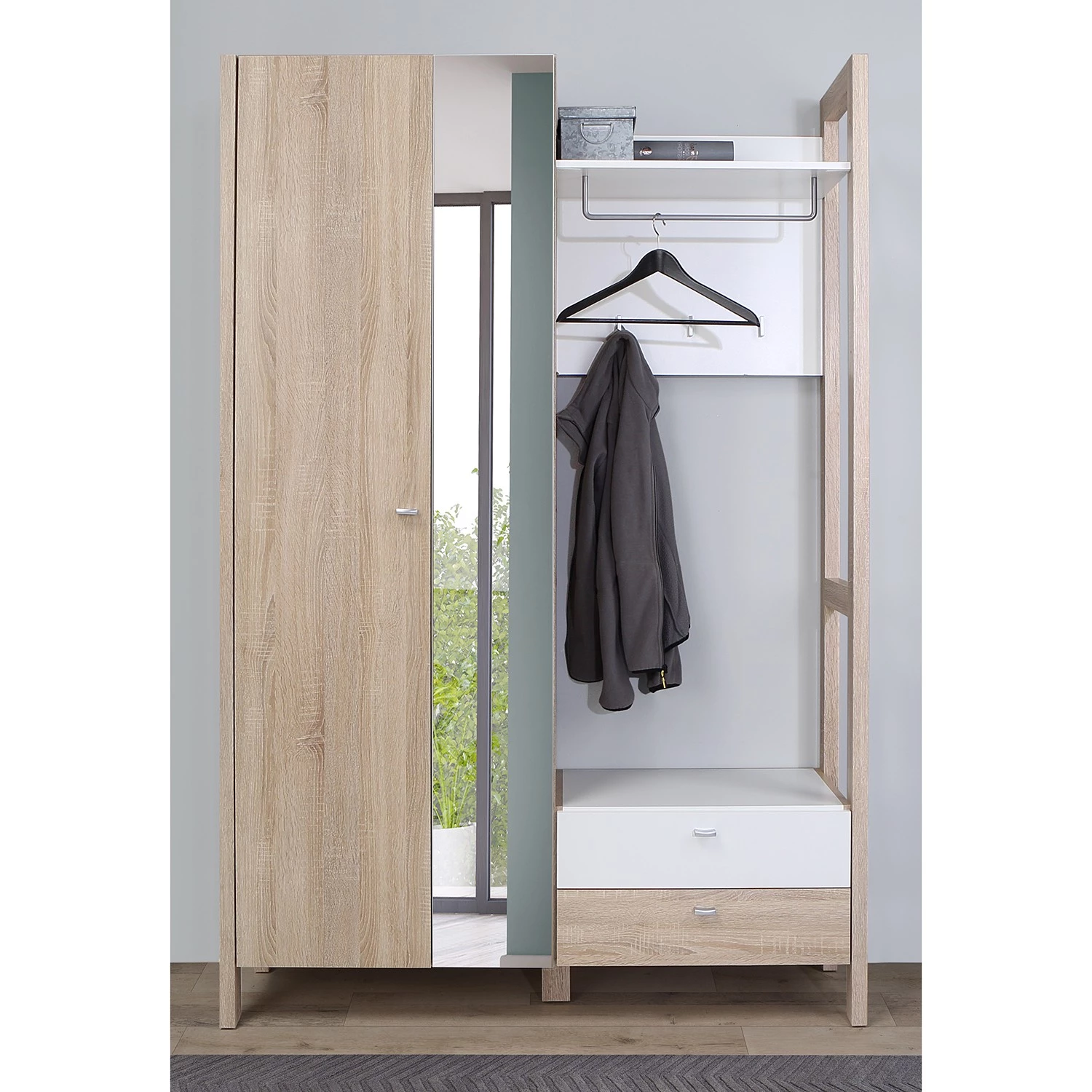 Loftscape Porte-manteau compact Thurles II - Imitation chĂȘne Sonoma / Blanc