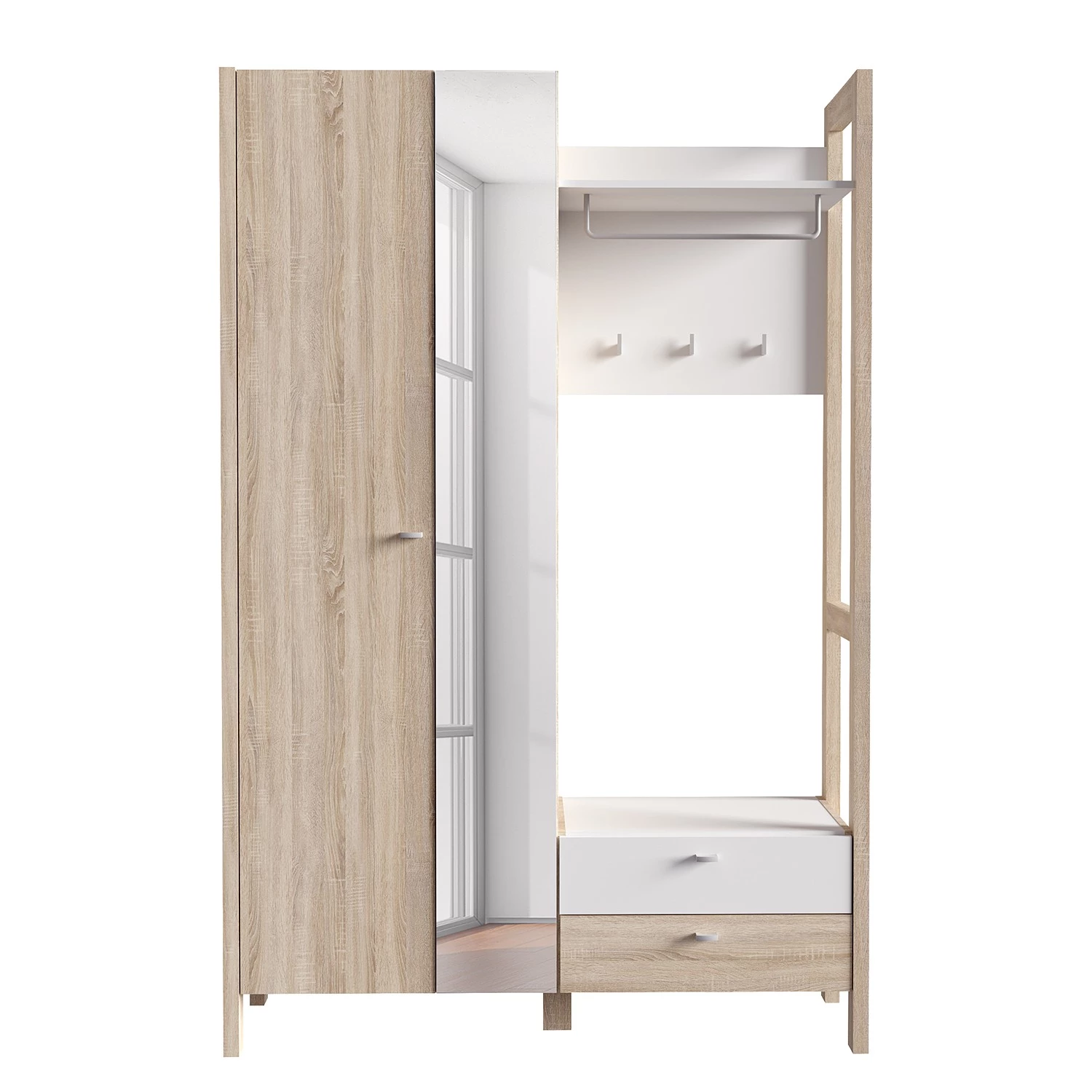 Loftscape Porte-manteau compact Thurles II - Imitation chĂȘne Sonoma / Blanc â Image 3