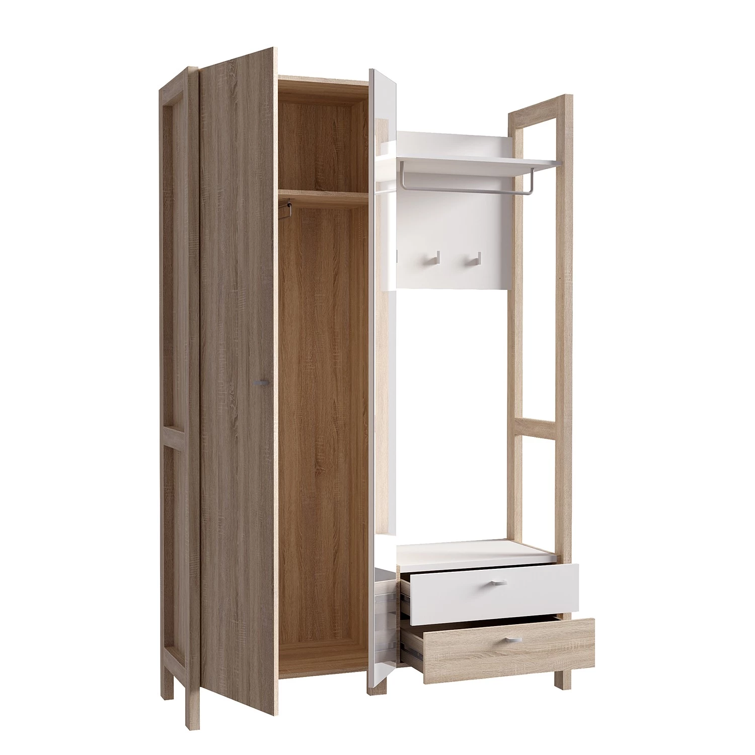 Loftscape Porte-manteau compact Thurles II - Imitation chĂȘne Sonoma / Blanc â Image 4