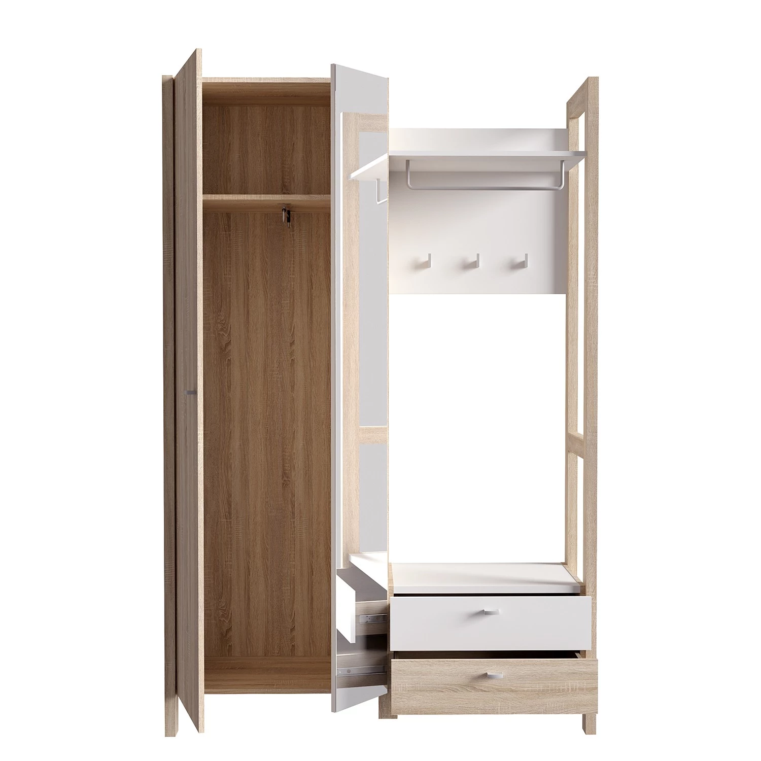 Loftscape Porte-manteau compact Thurles II - Imitation chĂȘne Sonoma / Blanc â Image 5
