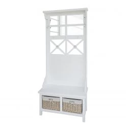 Maison Belfort Panneau portemanteau Navua - Partiellement en paulownia massif - Blanc