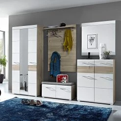 Mooved Ensemble de vestibule Samanta (5 élément - Blanc / Imitation chêne argenté