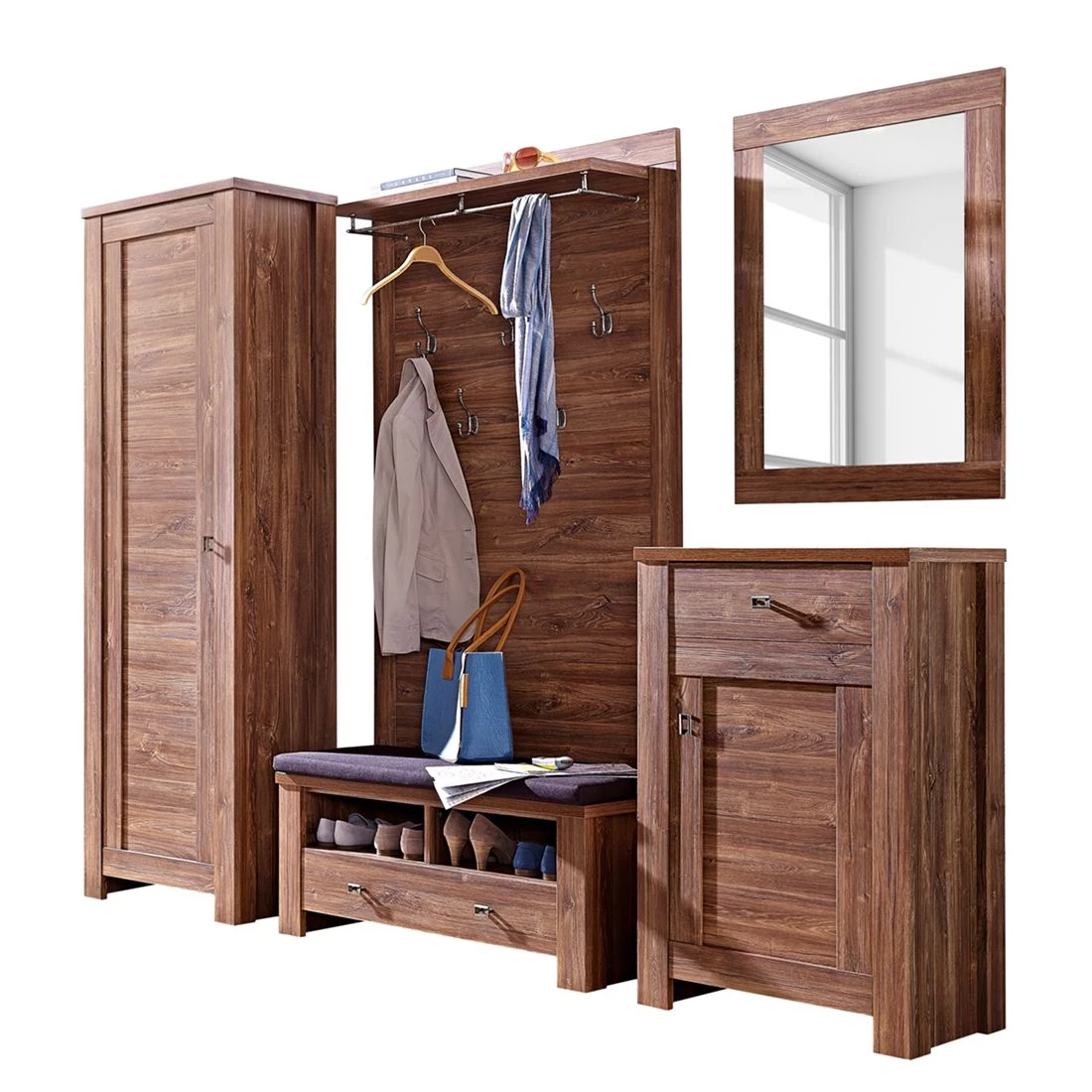 Ridgevalley Ensemble de vestibule Charleroi II - 5 éléments - Imitation acacia – Image 2