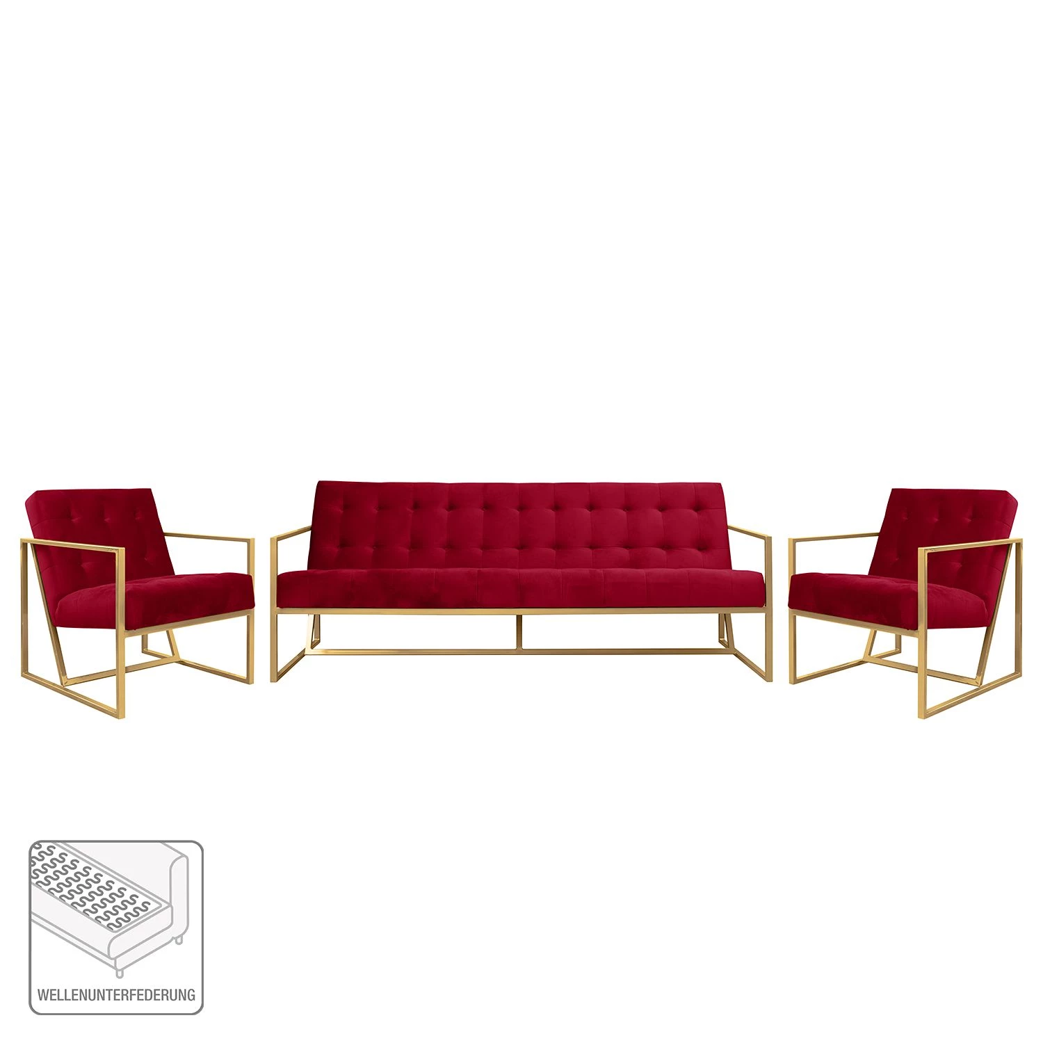 Jack & Alice Ensemble de salon Charm II (3-1-1) - Rouge cerise – Image 2