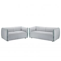 Fredriks Ensemble de salon Grady II (3-2) - Tissu - Gris clair / Turquoise