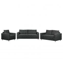 Loftscape Ensemble de salon Greenwood (3-2-1) - Tissu - Tissu structuré Lawan: Noir