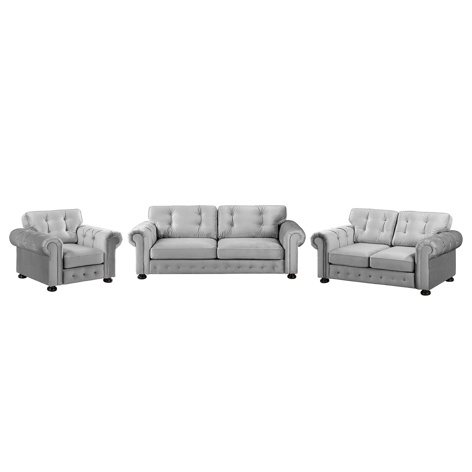 Velvet Studio Ensemble de salon Marau (3-2-1) - Gris clair