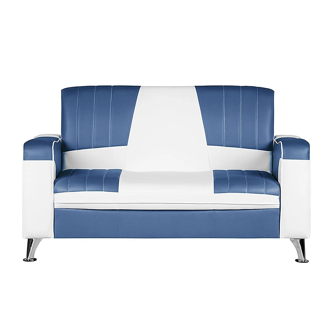 Studio Monroe Canapé panoramique Nixa (3 -2 -1) - Cuir synthétique - Blanc / Bleu foncé – Image 6