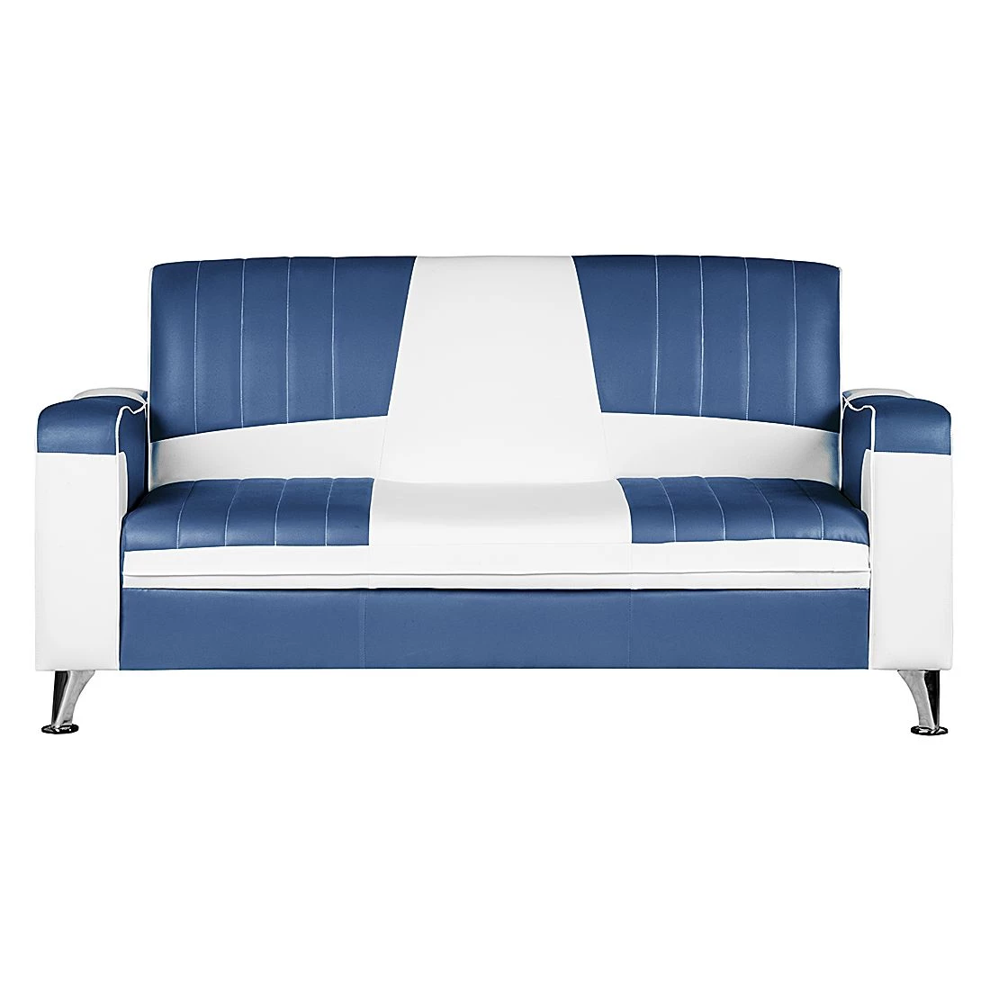 Studio Monroe Canapé panoramique Nixa (3 -2 -1) - Cuir synthétique - Blanc / Bleu foncé – Image 3