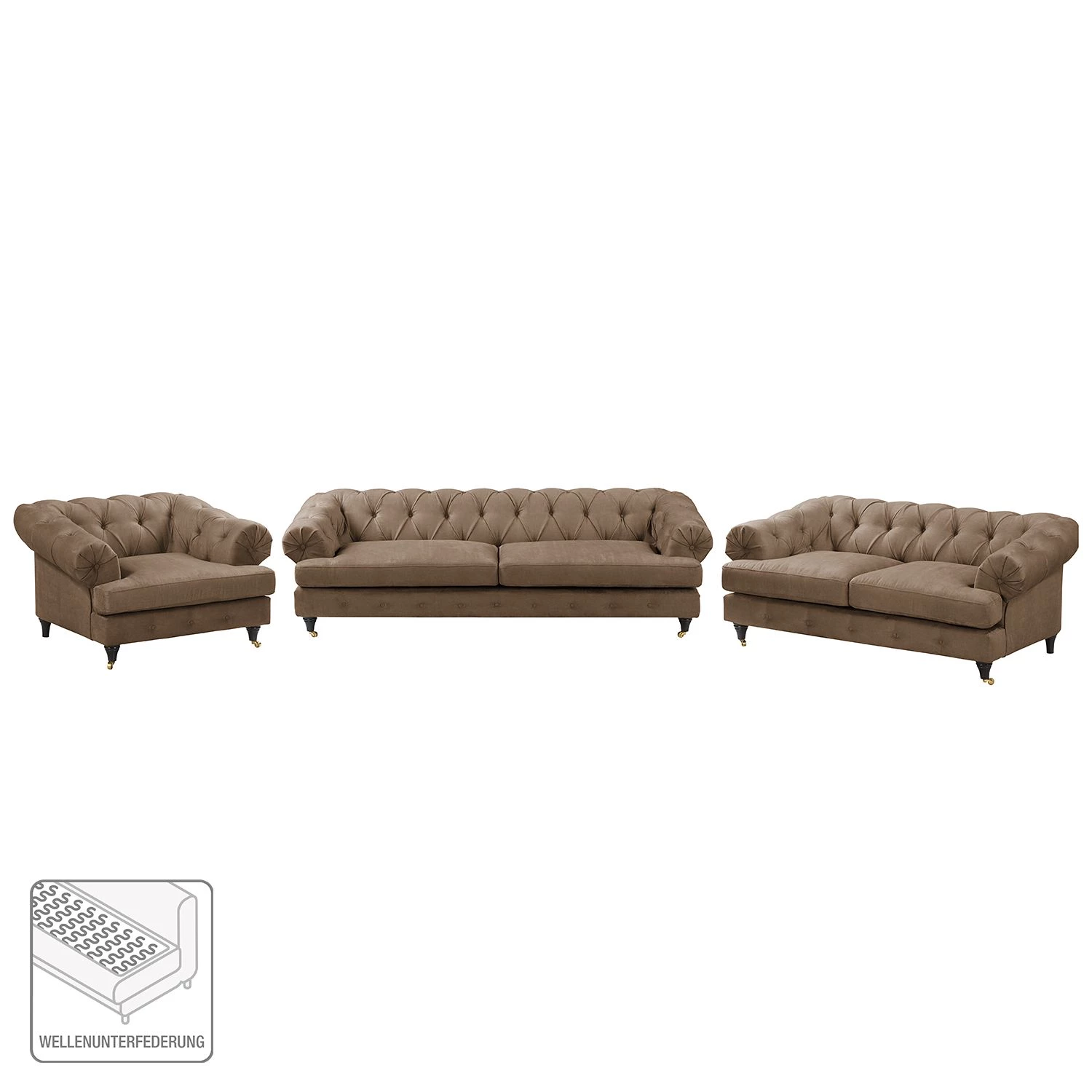 Ars manufacti Ensemble de salon Thory (3-2-1) - Marron clair – Image 2