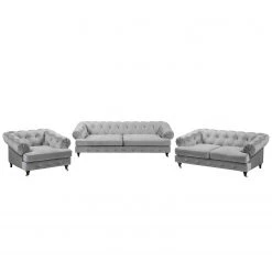 Jack & Alice Ensemble de salon Thory (3-2-1) - Gris clair