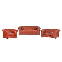 Ars manufacti Canapé panoramique Torquay (3 -2 -1) - Imitation cuir marron