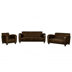 Ars manufacti Ensemble de salon Tullow (3-2-1) - Aspect cuir vieilli marron