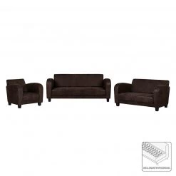 Ars manufacti Canapé panoramique Tullow (3 -2 -1) - Aspect vieux cuir marron foncé